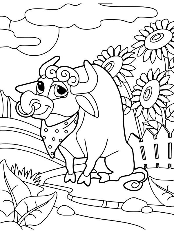 Dibujo de lindo toro para Colorear Dibujo de lindo toro para Colorear