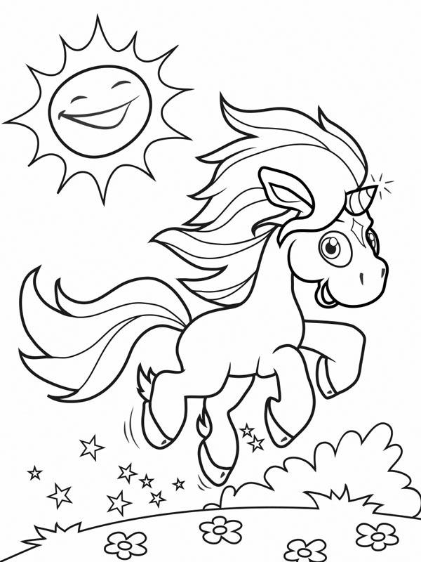 Dibujo de lindo unicornio para Colorear Dibujo de lindo unicornio para Colorear
