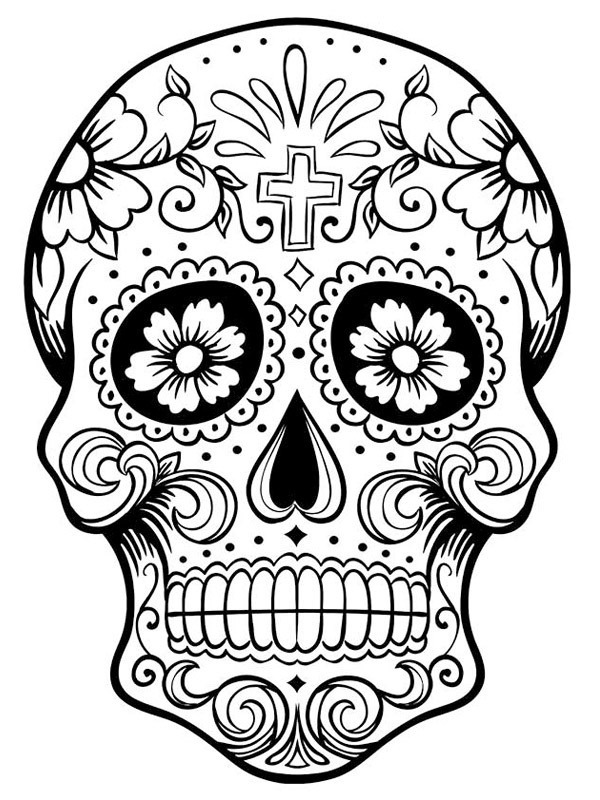 Dibujo de Tatuaje de calavera para Colorear Dibujo de Tatuaje de calavera para Colorear