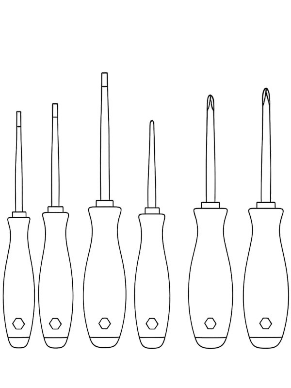 Dibujo de Juego de destornilladores para Colorear Dibujo de Juego de destornilladores para Colorear