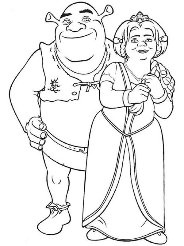 Dibujo de Shrek y Fiona para Colorear