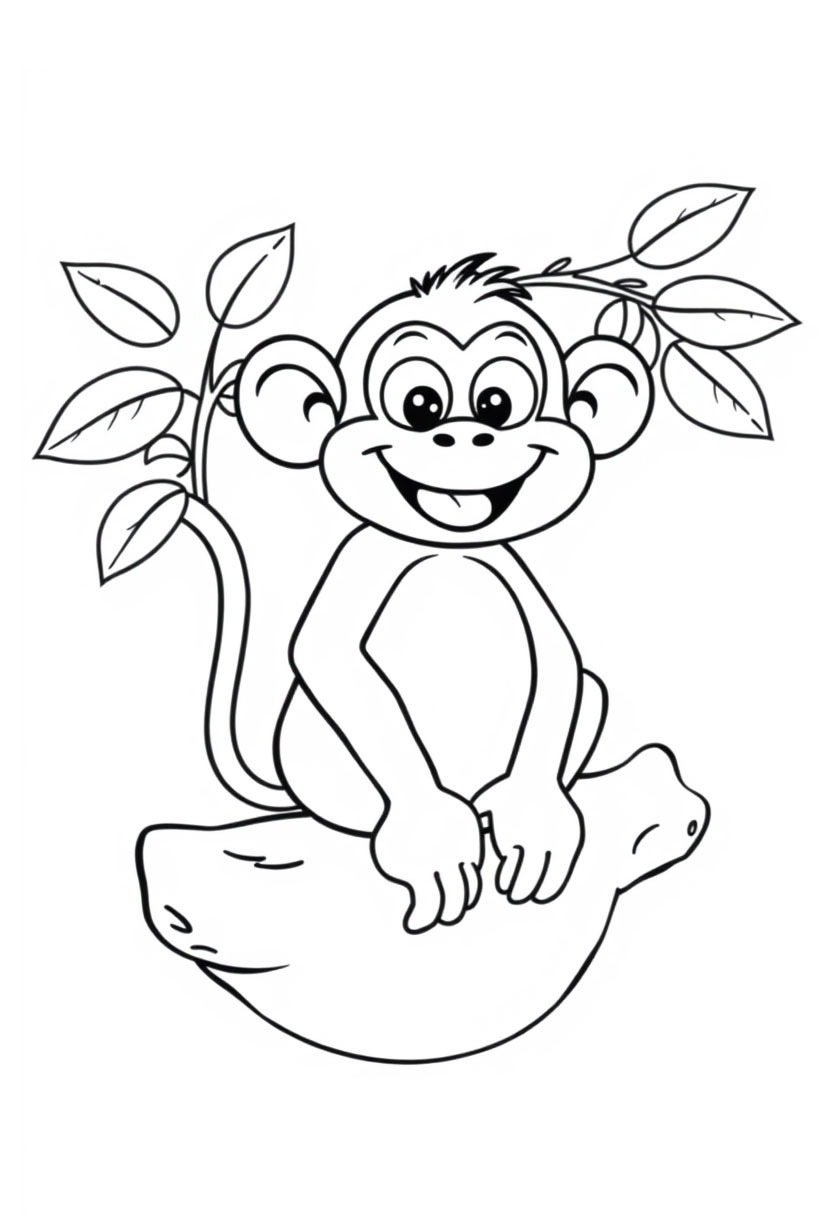 Dibujo de Mono simple para Colorear Dibujo de Mono simple para Colorear