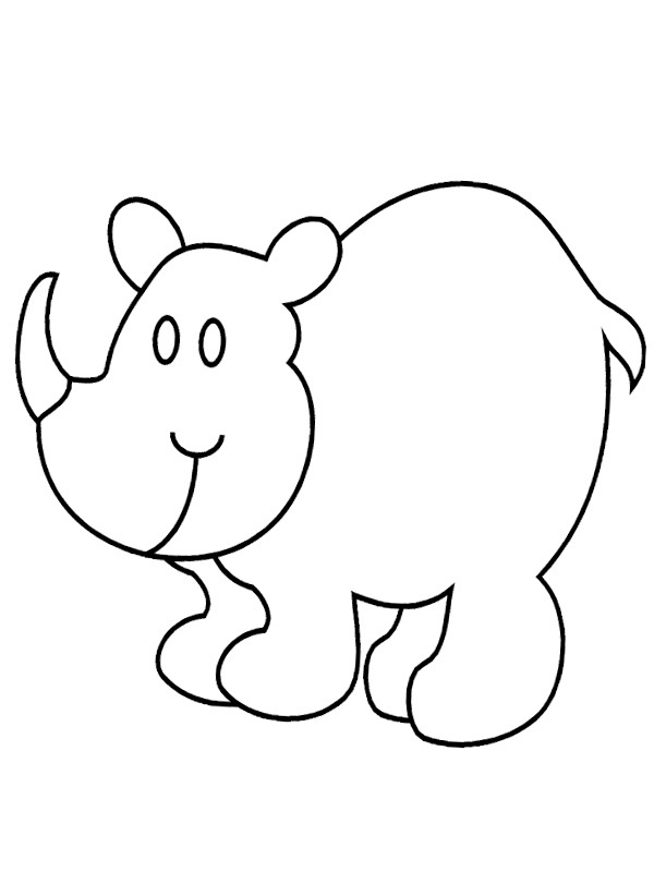 Dibujo de rinoceronte sencillo para Colorear Dibujo de rinoceronte sencillo para Colorear