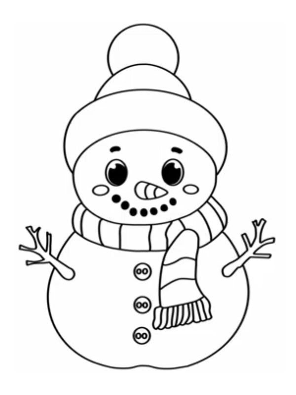 Dibujo de Muñeco de nieve con bufanda para Colorear Dibujo de Muñeco de nieve con bufanda para Colorear