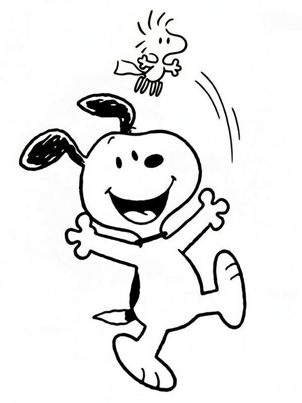 Dibujo de Snoopy y Woodstock para Colorear Dibujo de Snoopy y Woodstock para Colorear