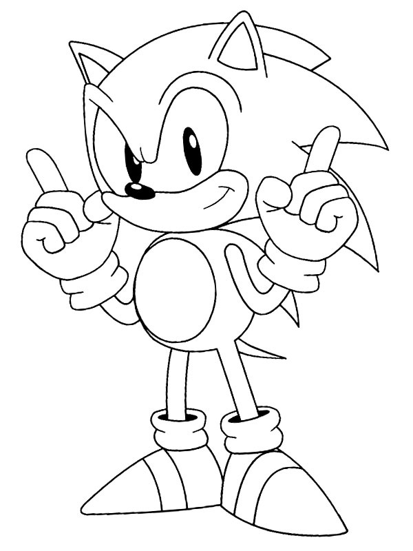 Dibujo de Sonic con los dedos levantados para Colorear