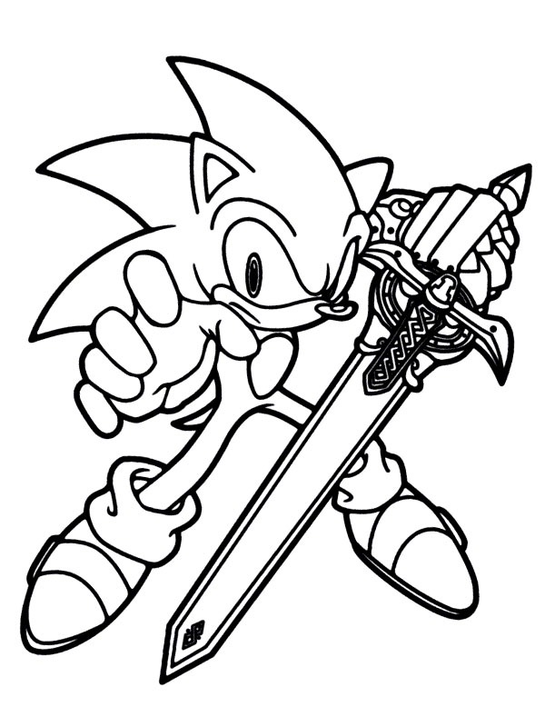 Dibujo de Sonic con espada caliburn para Colorear Dibujo de Sonic con espada caliburn para Colorear