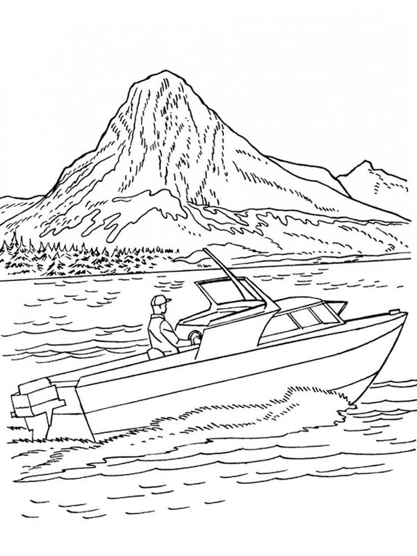 Dibujo de Lancha en el agua para Colorear Dibujo de Lancha en el agua para Colorear