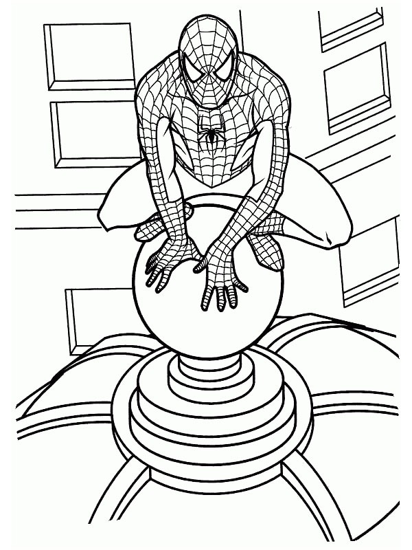 Dibujo de Spiderman escala un edificio para Colorear Dibujo de Spiderman escala un edificio para Colorear