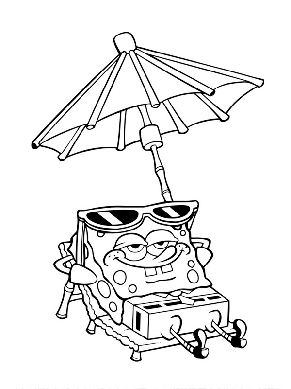 Dibujo de Bob Esponja en la playa para Colorear Dibujo de Bob Esponja en la playa para Colorear