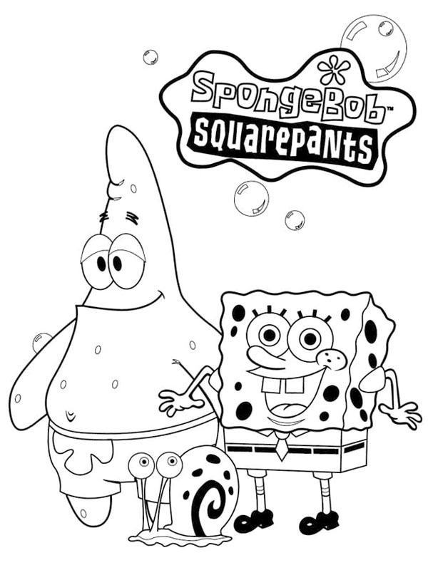 Dibujo de Bob Esponja, Patricio Estrella y Gerrit el Caracol para Colorear Dibujo de Bob Esponja, Patricio Estrella y Gerrit el Caracol para Colorear