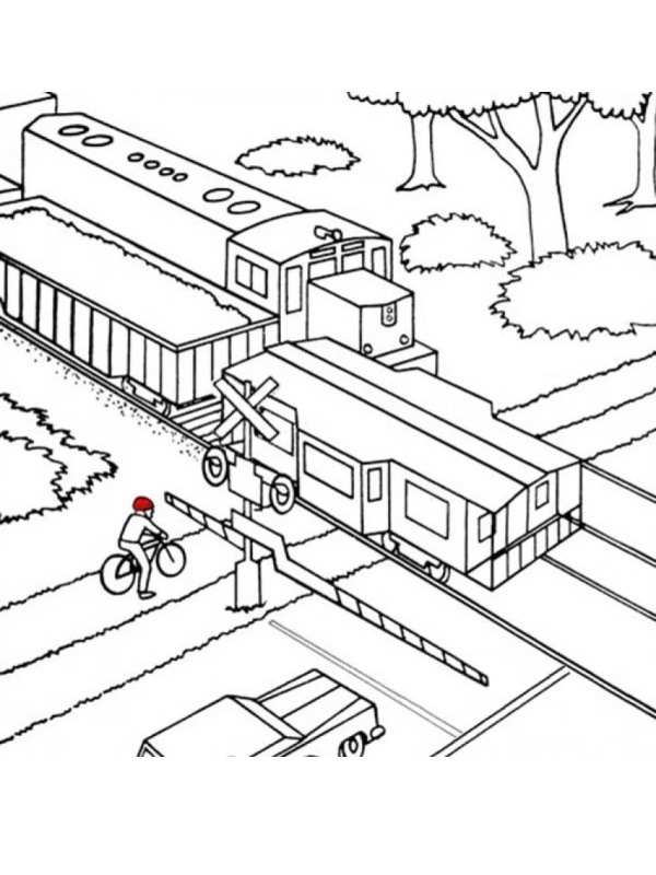 Dibujo de Paso a nivel para Colorear Dibujo de Paso a nivel para Colorear