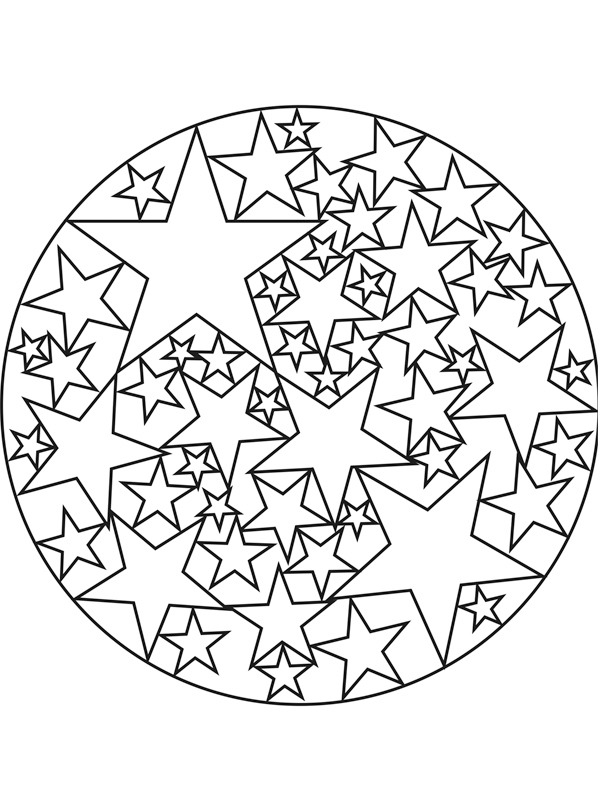 Dibujo de Mandala de Estrellas para Colorear
