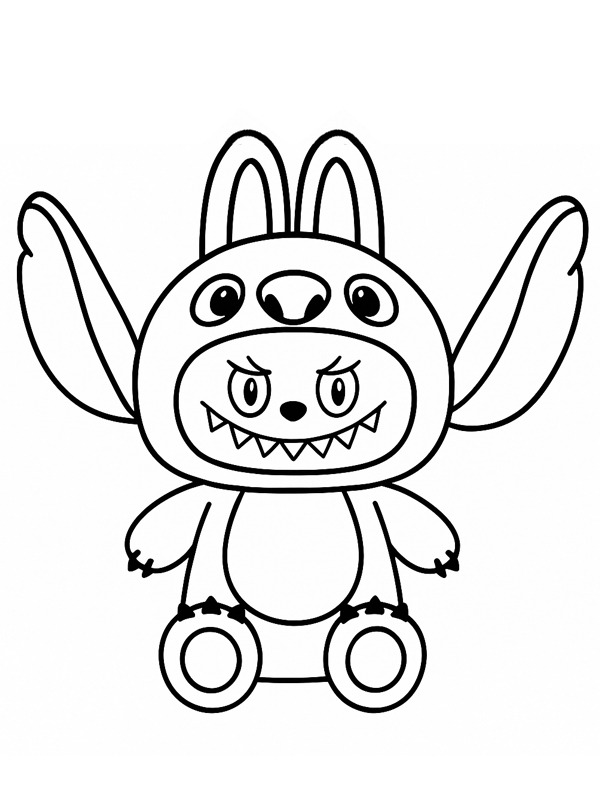 Dibujo de Stitch como Labubu para Colorear Dibujo de Stitch como Labubu para Colorear