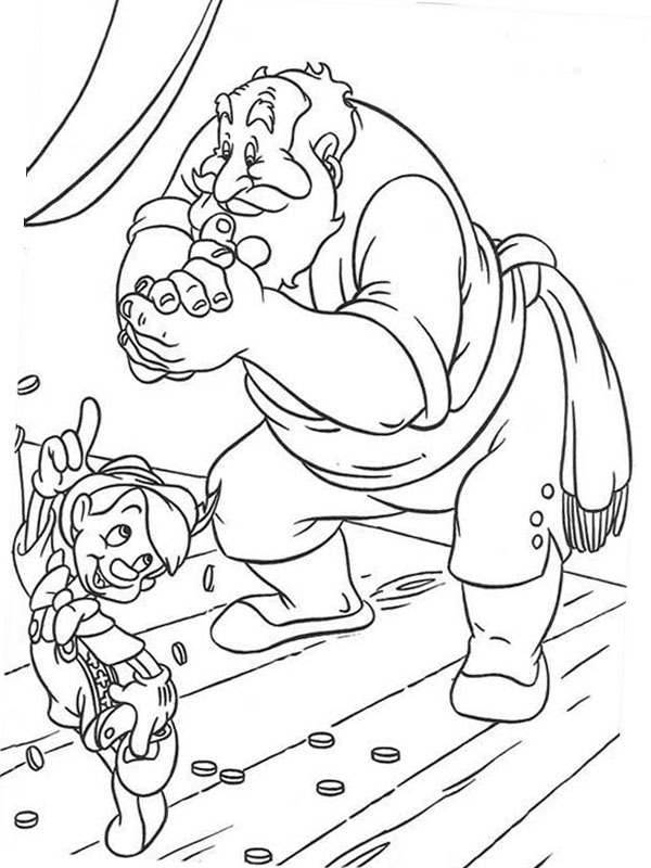 Dibujo de Strómboli y Pinocho para Colorear