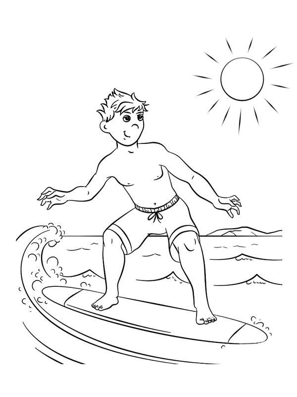 Dibujo de Surfeando para Colorear