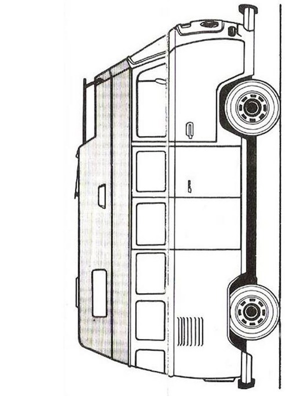 Dibujo de Volkswagen T2 Camping Bus para Colorear