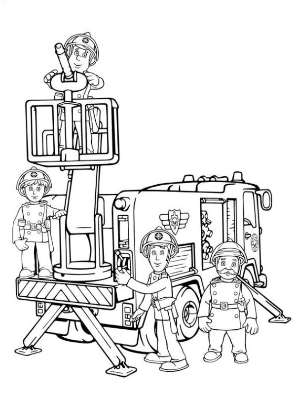 Dibujo de Equipo Bombero Sam para Colorear Dibujo de Equipo Bombero Sam para Colorear