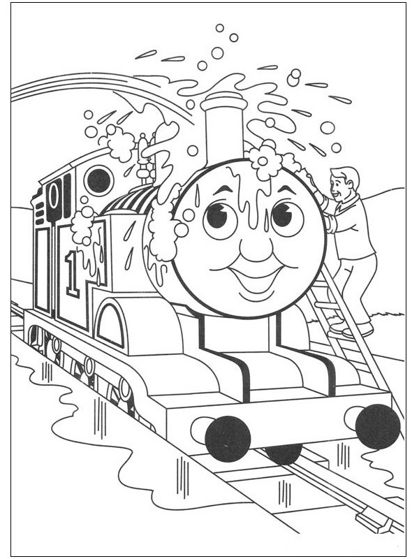 Dibujo de lavado de la locomotora de vapor thomas para Colorear