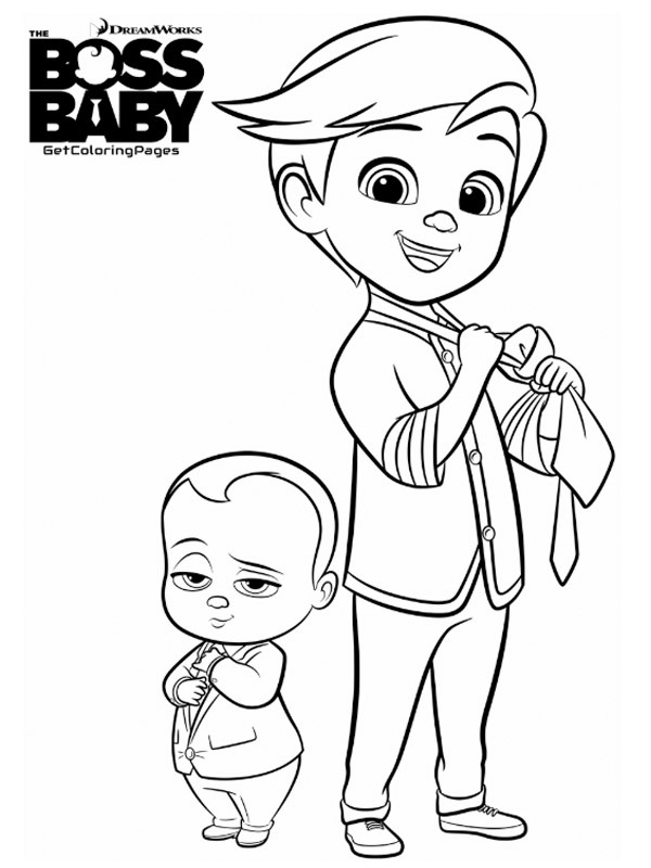 Dibujo de Tim y Bebé Jefazo para Colorear