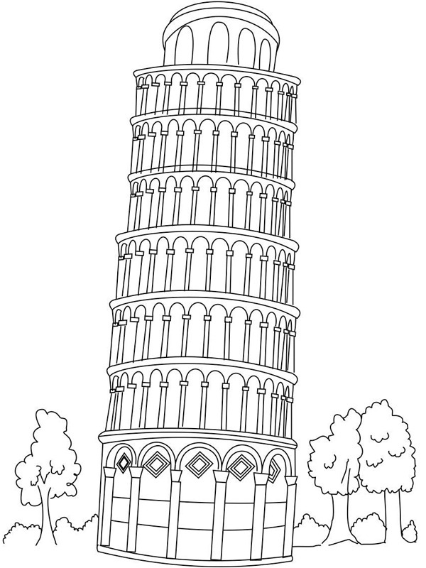 Dibujo de Torre de Pisa para Colorear