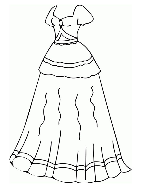 Dibujo de Vestido de Bodas para Colorear
