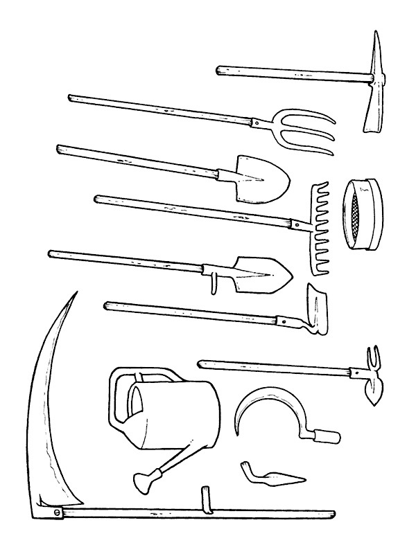 Dibujo de Herramientas de Jardinería para Colorear Dibujo de Herramientas de Jardinería para Colorear