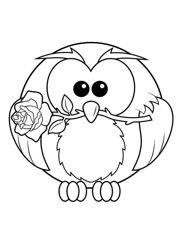 Dibujo de buho con rosa para Colorear Dibujo de buho con rosa para Colorear
