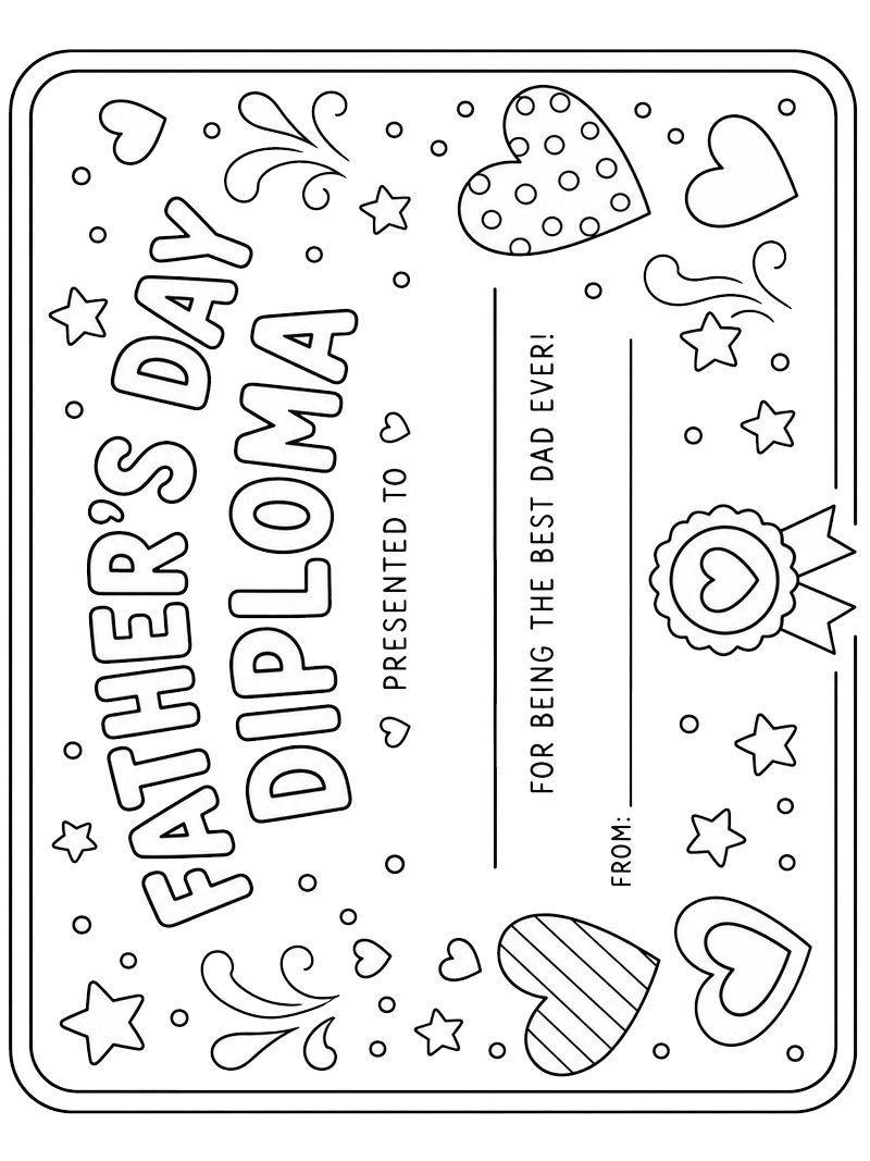 Dibujo de Diploma del Día del Padre para Colorear Dibujo de Diploma del Día del Padre para Colorear