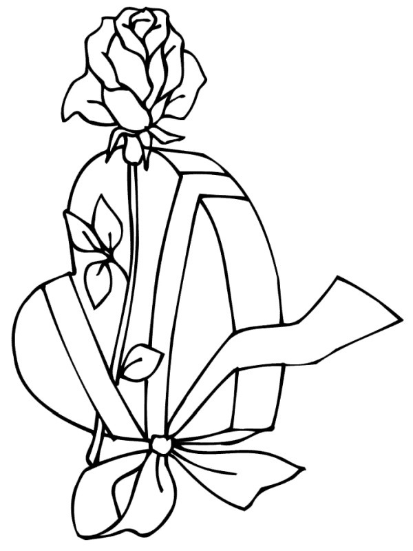 Dibujo de regalo del dia de San Valentin para Colorear Dibujo de regalo del dia de San Valentin para Colorear