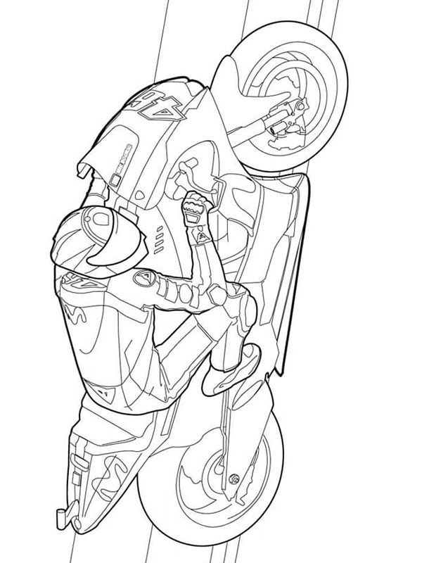 Dibujo de Valentino Rossi en moto para Colorear Dibujo de Valentino Rossi en moto para Colorear