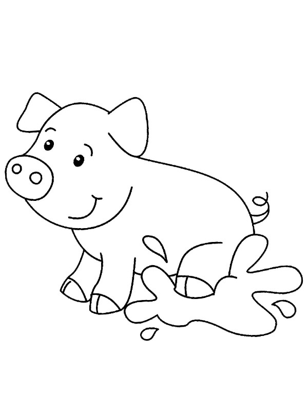 Dibujo de Cerdo en el barro para Colorear Dibujo de Cerdo en el barro para Colorear