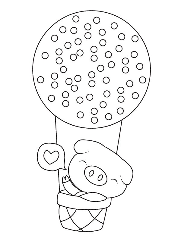 Dibujo de Cerdo en globo para Colorear