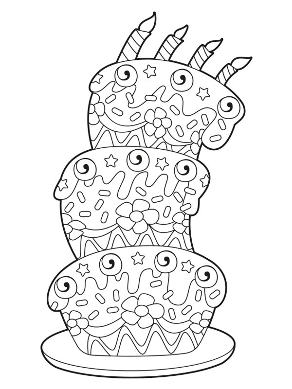 Dibujo de Tarta de cumpleaños para Colorear Dibujo de Tarta de cumpleaños para Colorear