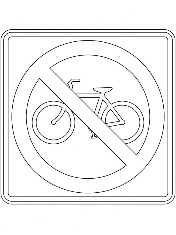 Dibujo de Señal de tráfico prohibido el paso de bicicletas para Colorear Dibujo de Señal de tráfico prohibido el paso de bicicletas para Colorear