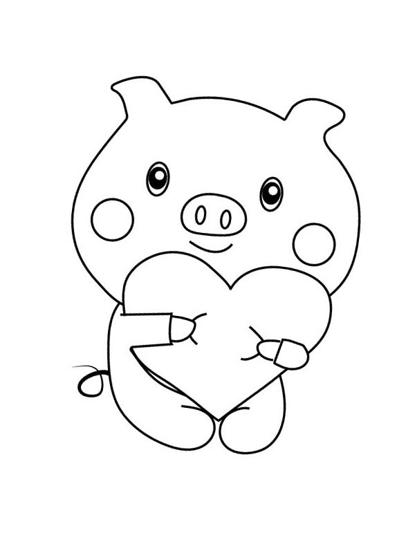 Dibujo de Cerdo enamorado para Colorear