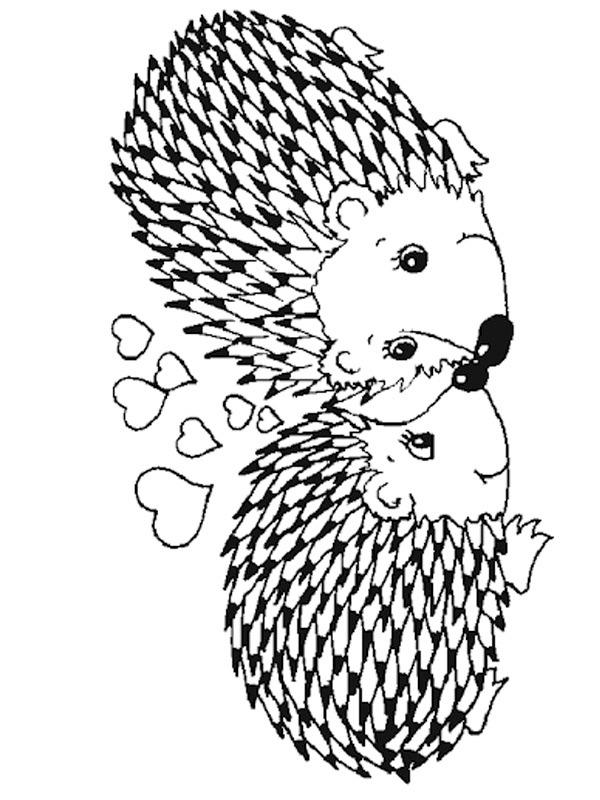 Dibujo de Erizos Enamorados para Colorear Dibujo de Erizos Enamorados para Colorear