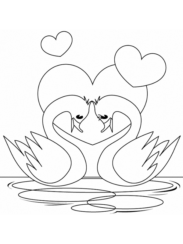 Dibujo de Cisnes enamorados para Colorear Dibujo de Cisnes enamorados para Colorear