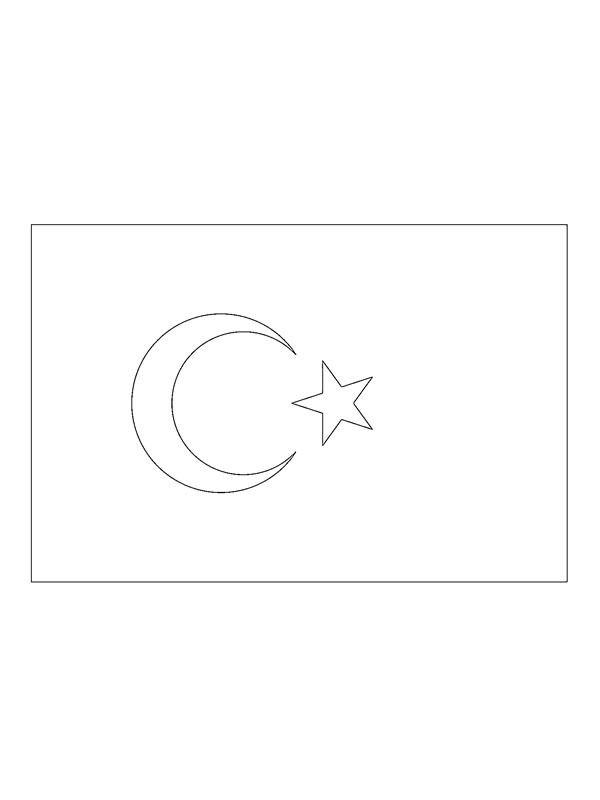 Dibujo de Bandera de Turquía para Colorear Dibujo de Bandera de Turquía para Colorear