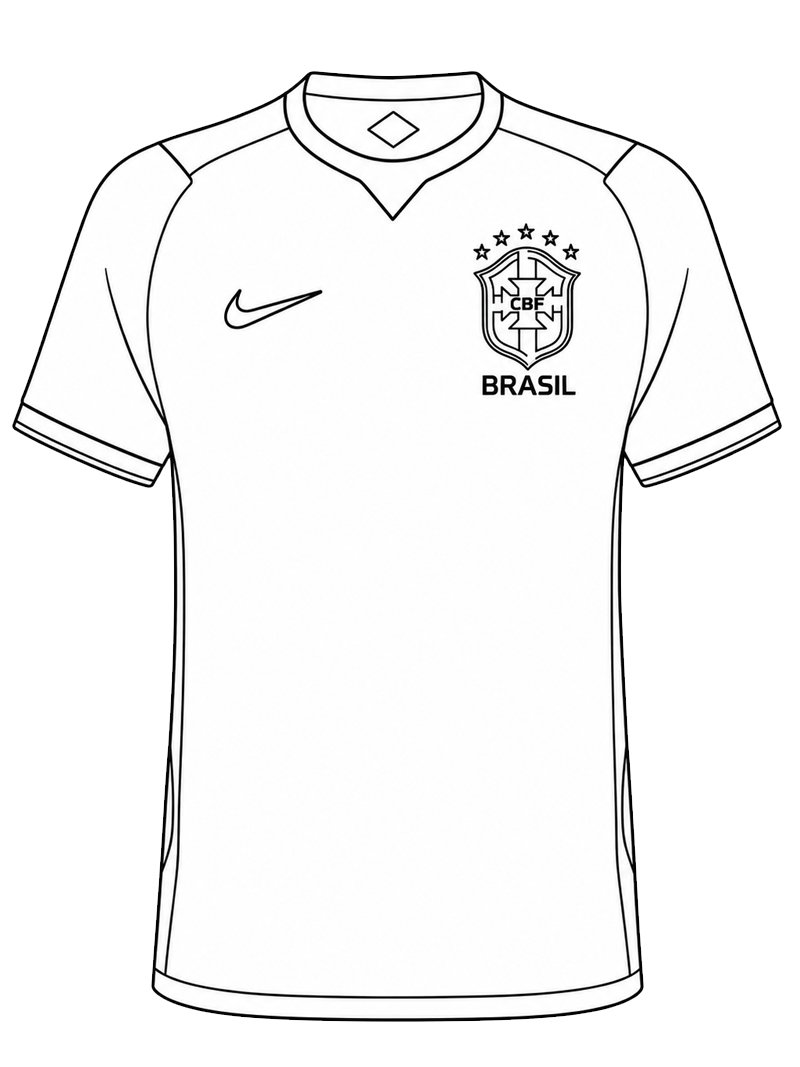 Dibujo de Camiseta de Fútbol de Brasil para Colorear Dibujo de Camiseta de Fútbol de Brasil para Colorear