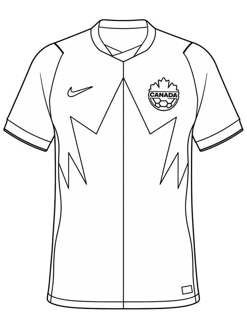 Dibujo de Camiseta de F&uacute;tbol de Canad&aacute; para Colorear