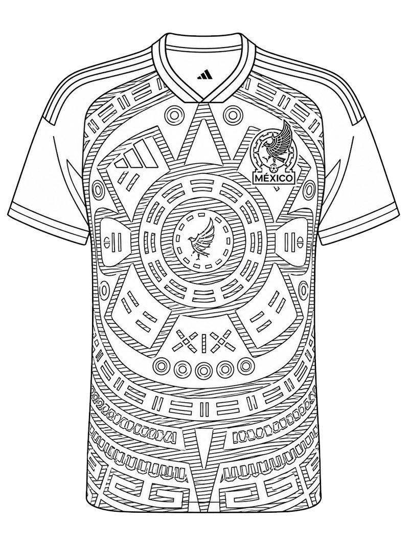 Dibujo de Camiseta de F&uacute;tbol de M&eacute;xico para Colorear