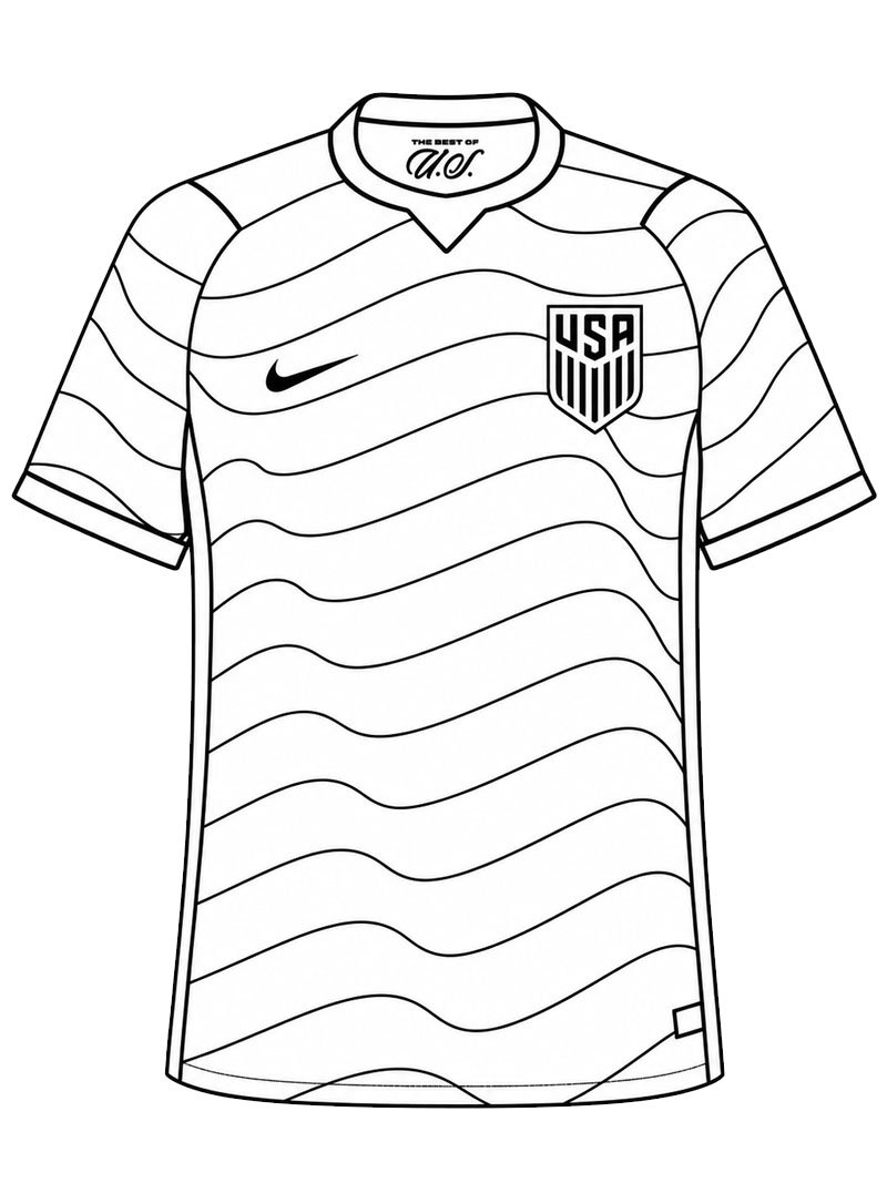 Dibujo de Camiseta de Fútbol de Estados Unidos para Colorear Dibujo de Camiseta de Fútbol de Estados Unidos para Colorear