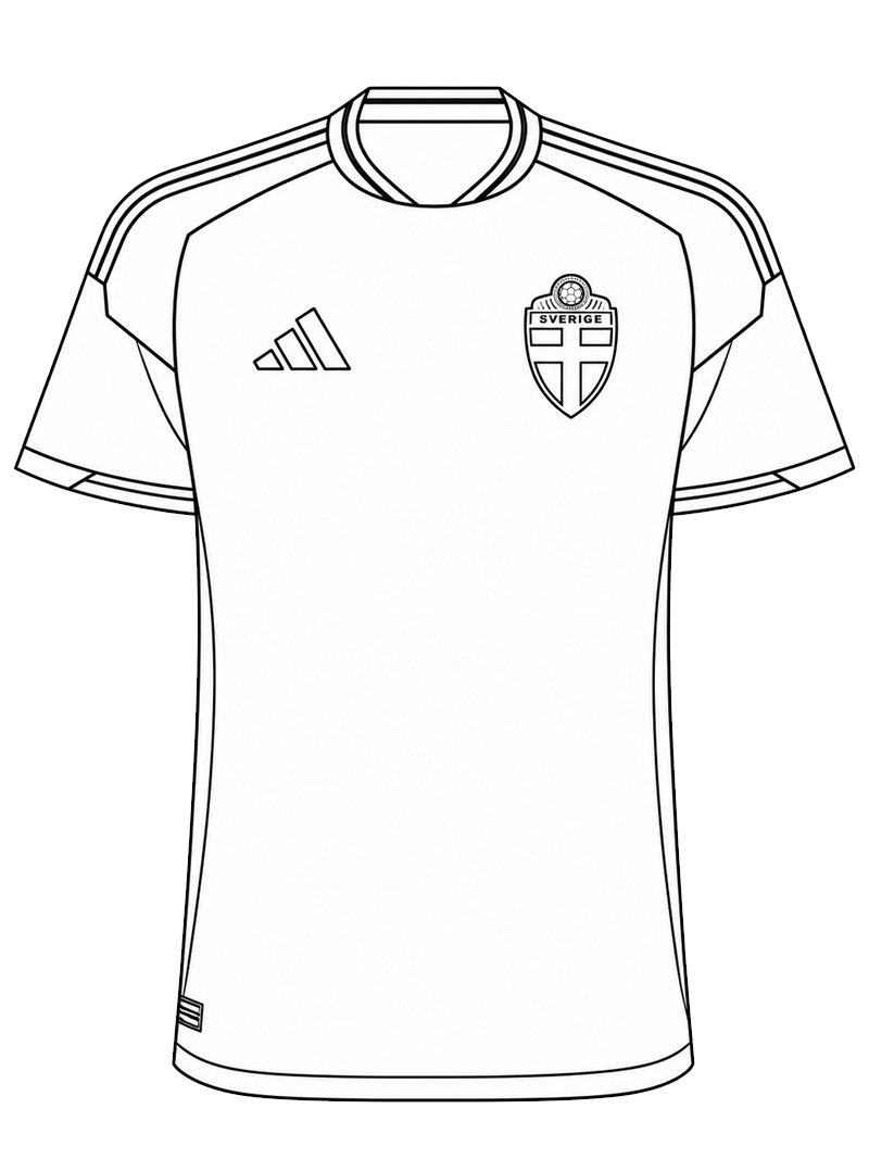 Dibujo de Camiseta de f&uacute;tbol de Suecia para Colorear
