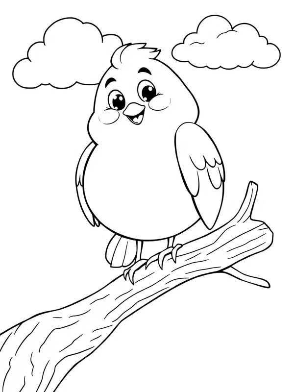 Dibujo de Pájaro en una rama para Colorear Dibujo de Pájaro en una rama para Colorear