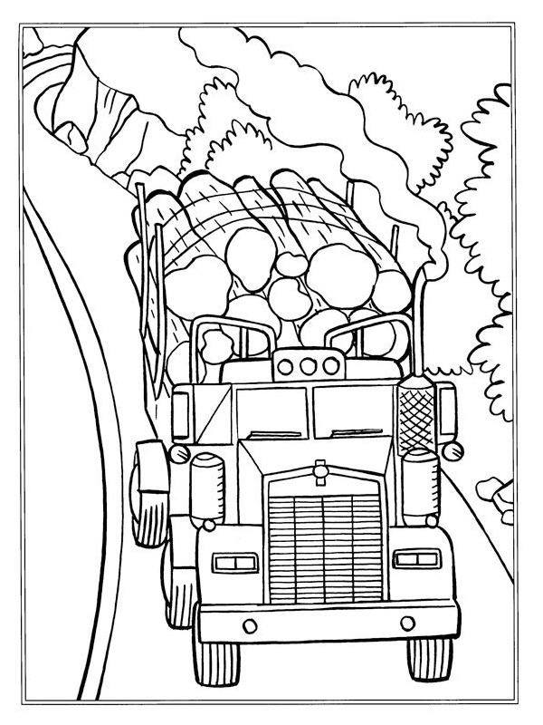 Dibujo de Camión con troncos para Colorear Dibujo de Camión con troncos para Colorear