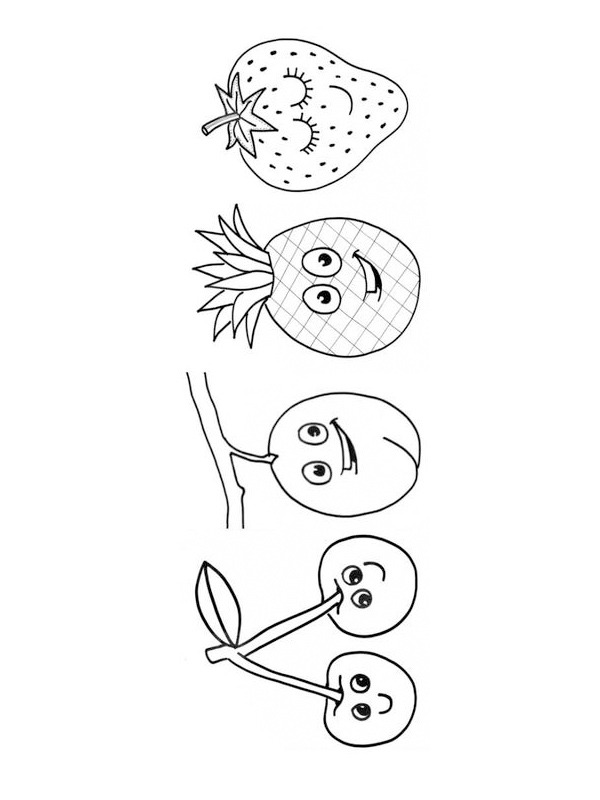 Dibujo de Fruta feliz para Colorear Dibujo de Fruta feliz para Colorear