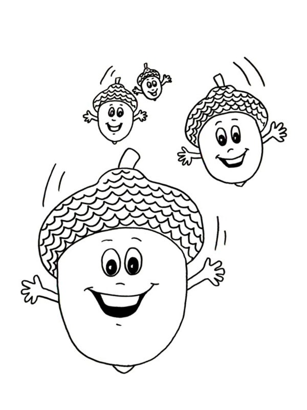 Dibujo de Bellotas alegres para Colorear Dibujo de Bellotas alegres para Colorear