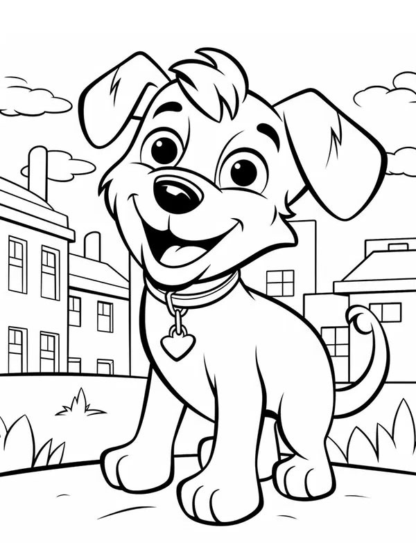 Dibujo de Perro alegre para Colorear Dibujo de Perro alegre para Colorear