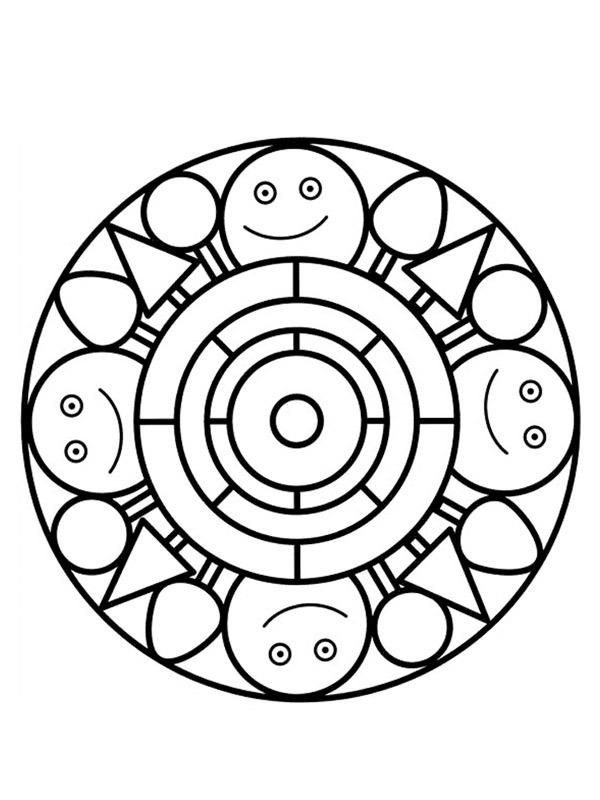 Dibujo de Mandala feliz para Colorear